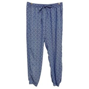 Gap Summer Jogger‎ Pants Women S Petite Blue Print Geometric Elastic Waist Boho